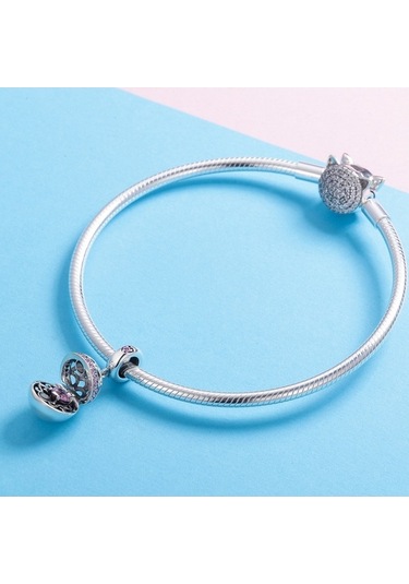 Fastbuy S925 Ayar Gümüş Aşk Sürpriz Kolye Ve Dıy Bilezik Aksesuarları Pembe Çok Renkli Çok Renkli