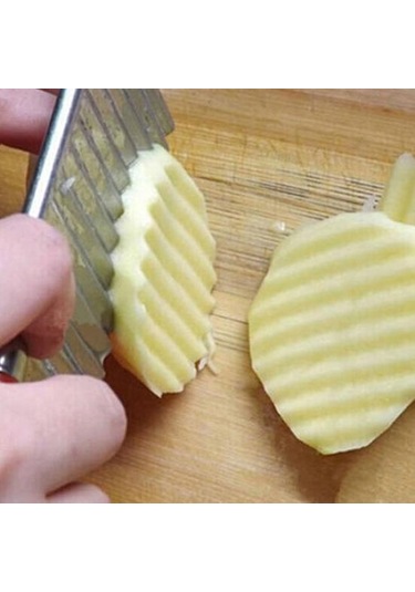 Paslanmaz Çelik Patates Cipsi Sebze Kırışık Kesici Bıçak Dilimleme Dalga Bıçağı Gümüş