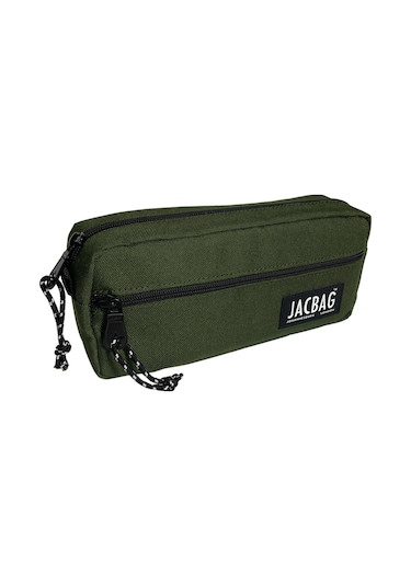 Jacbag Çift Fermuarlı Haki Yeşil Erkek Çocuk Kalem Kutusu Çok Renkli