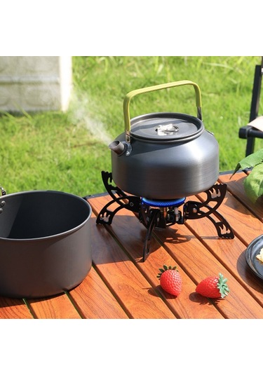 Açık Hava Elektronik Ateşlemeli Ocak - Taşınabilir Pişirme Aksesuarı, Katlanır Gaz Ocağı, Ayar Lanabilir Ateş Gücü, Siyah Çok Renkli