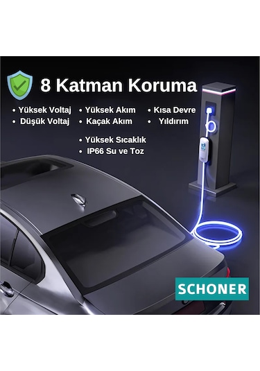 Schoner 22 Kw Trifaz - Monofaz Taşınabilir Elektrikli Araç Şarj Cihazı