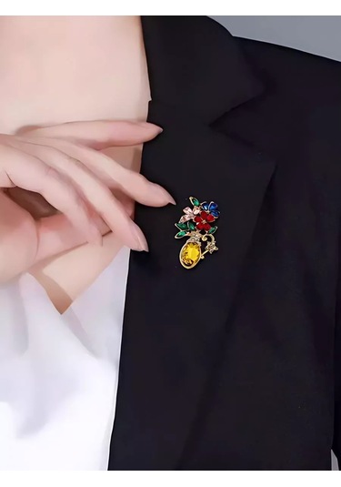 Bijoubijou Takı Broş Çiçekler 244262820 Altın Rengi