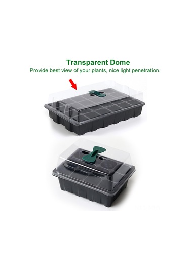 Monyee 5'li Siyah 12 Hücreli Fidancı Seti - Nem Kontrollü Kapağı, Su Drenajlı Tabani Ve Bahçe Araçlarıyla Fidan Yetiştirme Kutusu
