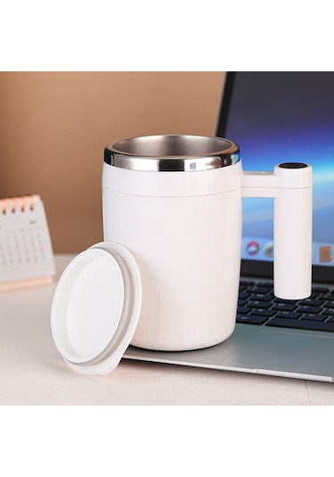 Padalink 380ml Siyah Otomatik Karıştırıcı Bardak, Manyetik Şarjlı, Kapaklı, Paslanmaz Çelik, Kahve/süt/protein İçin Ev/ofis Dışarıda Kullanım Siyah