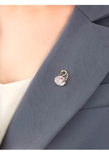 Bijoubijou Kadınlar İçin Broşlar 2 Adet Kuğu 250557527 Altın Rengi