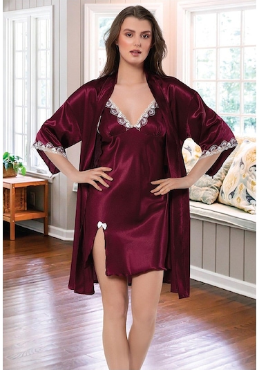 FAAL DANTEL DETAYLI SATEN GECELİK SABAHLIK TAKIM 2115