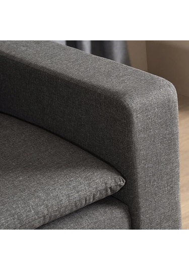 Lungo Modüler Köşe Koltuk Takımı L Koltuk - Koyu Gri Keten Koyu Gri