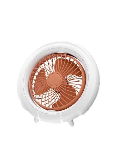 Gece Lambası Masaüstü Katlanır Fan Açık Hava Kamp Asma Mini Fan, Renk: Turuncu Temel