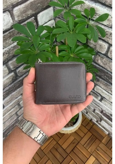 Derije Hakiki Deri Antik Gri Fermuarlı Yatay Mini Cüzdan T1490 Çok Renkli