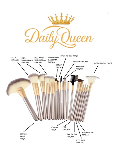 Daily Queen Makyaj Fırça Seti Deri Çantalı Lüx Ve Kaliteli