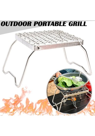 Novahub Mini Katlanır Izgara Standı, Paslanmaz Çelik, Gümüş, Kamp & Piknik, Barbekü Pişirme Aleti Gümüş