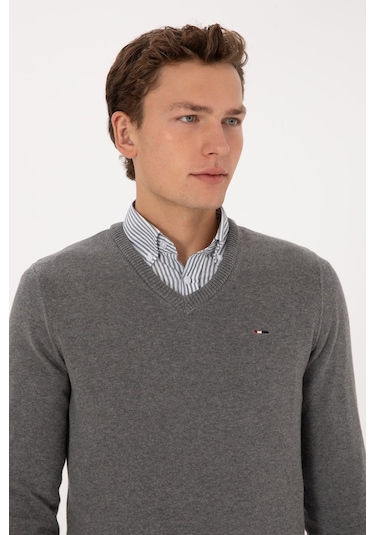 U.s. Polo Assn. Erkek Gri Melanj Kazak /triko 50313668-vr086 Gri Melanj