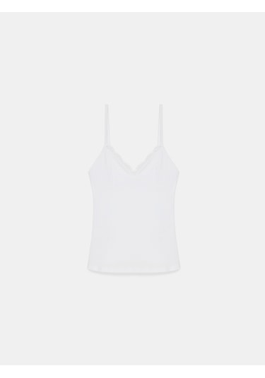 Dilvin 21191 Dantelli Top-beyaz
