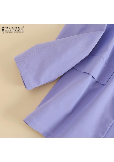 Zanzea İş Kıyafetleri Kadın Hırka Ve Şort Günlük İki Parçalı Takım Elbise Lacivert