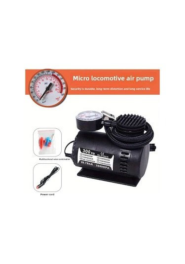 Boatshop1 Siyah Taşınabilir 12v Araba Hava Kompresörü Suv Motosiklet İçin Ağır Hizmet Tipi Lastik Şişirici Siyah-