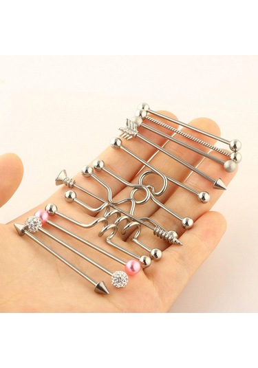 Suntek Paslanmaz Çelik Endüstriyel Halter Küpe Gümüş