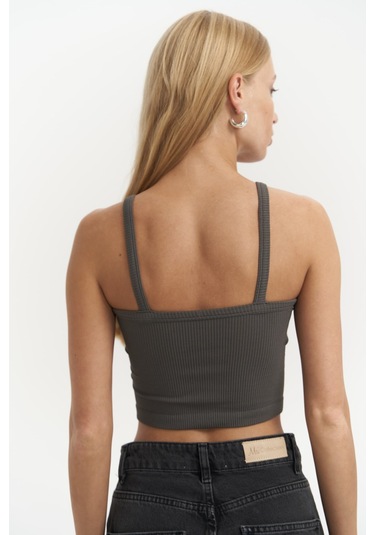 Noam Antrasit Ön Detay Fitilli Crop Antrasit