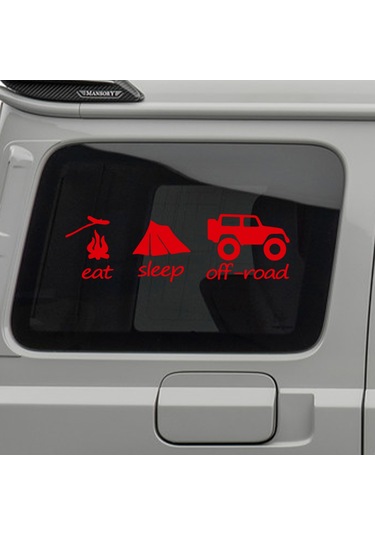 Eat Sleep Offroad Sticker - 4x4 Sticker - 30cmx10cm - Kırmızı