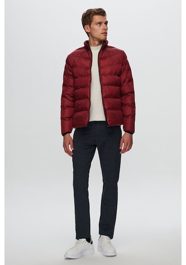 Ds Damat Slim Fit Bordo Rüzgar Geçirmez Elyaf Dolgulu Mont 1HF07ORT01940 Bordo