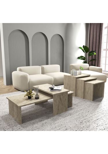 Vera 2 ' Li Orta Sehpa Ve Zigon Sehpa Seti , Servis Sehpası Tr...