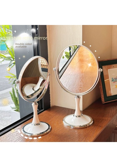 Hangfox 6 İnç Avrupa Stili 360 Derece Döner Masaüstü Makyaj Aynası - İki Yönlü 3 Kat Büyütme Fonksiyonu Büyük Boy Dairesel