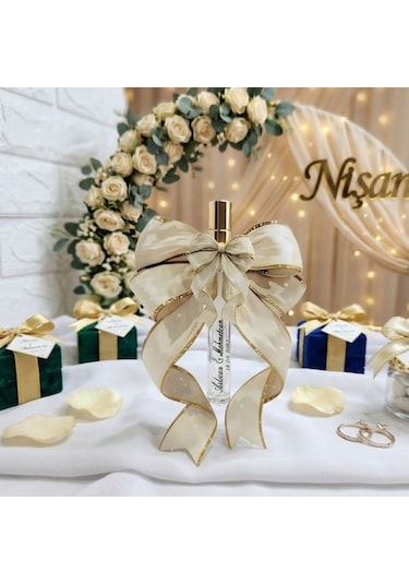 Cam Fısfıs Kolonya Şişesi Karton Fiyonk Süslemeli Nikah 15 Adet