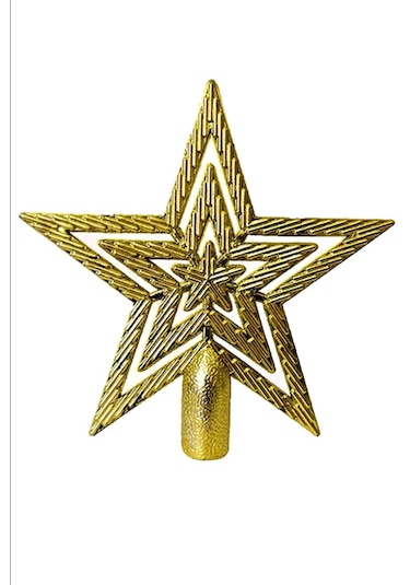 10cm Yılbaşı Çam Ağaçı Altın Gold Tepe Yıldızı Yeni Yıl Metalik