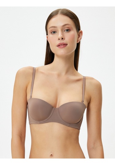 Koton Balenli Askısız Sütyen Dolgusuz Kaplı Basic Vizon 4wlk10014mk 4WLK10014MK565 Vizon