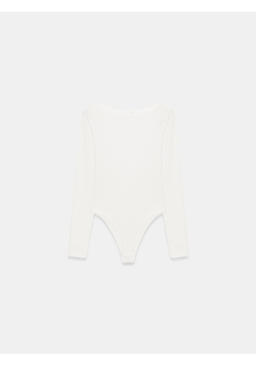 Dilvin 32549 Kayık Yaka Bodysuit-ekru Ekru