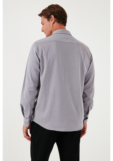 Buratti Pamuklu Regular Fit Çift Cepli Erkek Gömlek Cf24W116927 Gri