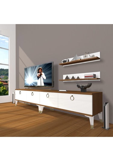 Decoraktiv Eko 200t Mdf Gold Tv Ünitesi Tv Sehpası Ceviz - Beyaz