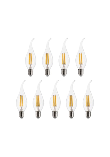 Shineyee 9 Adet E14 Vidalı 4w Led Mum Ampülü - 2700k Sıcak Beyaz Işık - Cam Gövde - Ac220v Şeffaf
