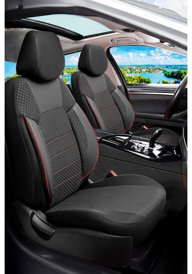 Pam Serisi Oto Koltuk Kılıfı Siyah-kırmızı