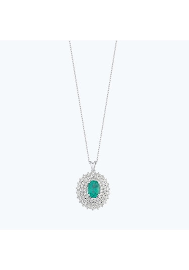 Altınbaş Pırlanta Zümrüt Oval Kolye Pehl015z14k-1