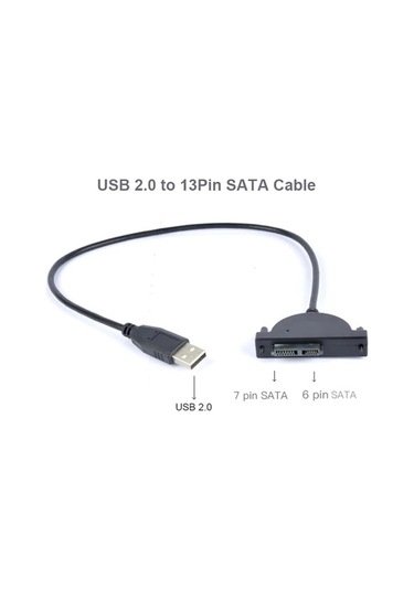 Fortunelane Usb 2.0-sata 7+6 Pin Kablo Cd/dvd-rom Motor Adaptör Veri Aktarma Kablosu, Pc Uyumlu