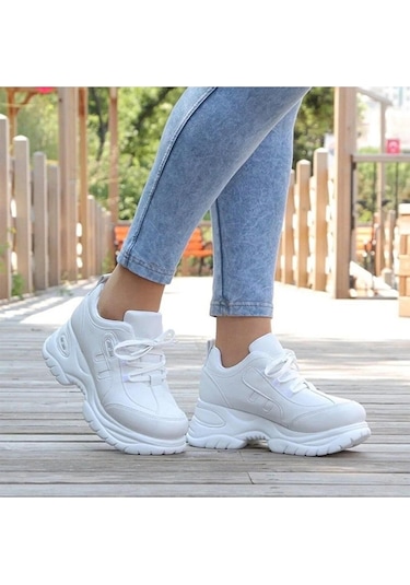M.p 305 Beyaz Kalın Taban Kadın Yürüyüş Ayakkabısı 001