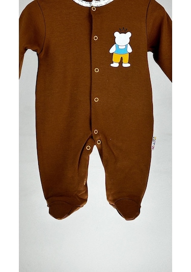 Boys Çıtçıtlı Uzun Kollu %100 Pamuklu Erkek Bebek Tulum 001