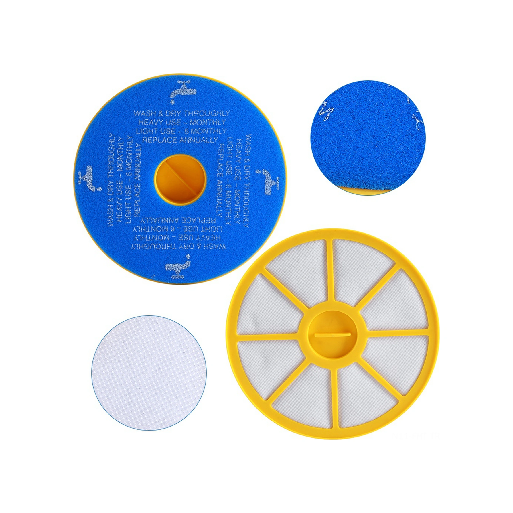 Hangfox Dyson Dc05/dc08/dc14/dc15 İçin Ön Filtre, Sponge Malzeme, Toz Filtreleme, Motoru Korumak, Tekrarlı Kullanım, Beyaz-mavi-sarı