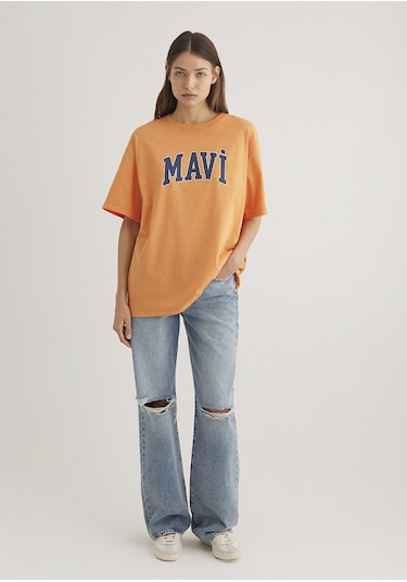 Mavi - Mavi Logo Baskılı Turuncu Tişört 1600843-71407 Turuncu