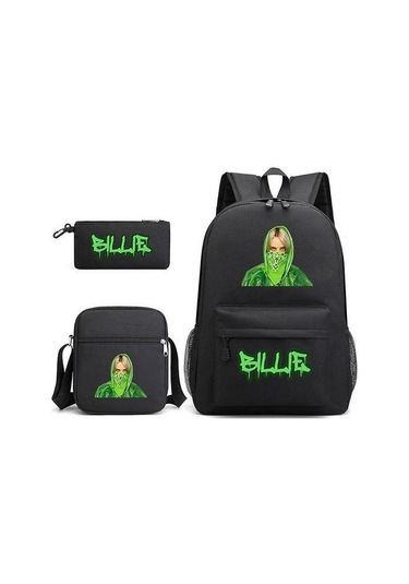 3 Parça Okul Çantası Anime F682t9 Siyah