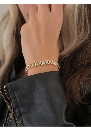Eva Takı Store 14k Bakla Tank Geometrik Saat Kordon Model Bileklik Altın