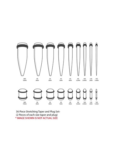 Suntek 54 Adet Akrilik Kulak Germe Kiti 14g-00g Genişletici Mor