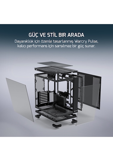 Gamepower Warcry Pulse 4x12 CM ARGB Fan Temperli Cam Atx Gaming Kasa