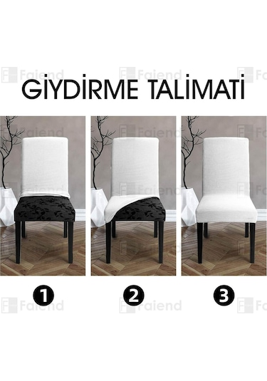 Faiend Yıkanabilir Likralı Esnek Lastikli Sandalye Kılıf Örtü Beyaz