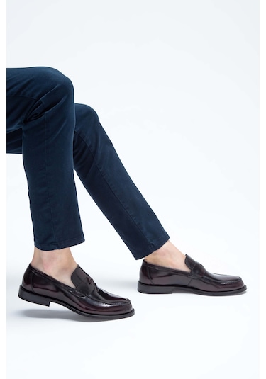 Tamer Tanca Erkek Hakiki Deri Bordo Makosen Ayakkabı 183 11611 Erk Ayk Y23 Bordo