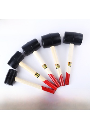 Hombey Ahşap Saplı Yuvarlak Uçlu 750g Kauçuk Çekiç: Kırılgan Malzeme Montajı İçin Darbe Emici Profesyonel Araç 70 Adet/adet