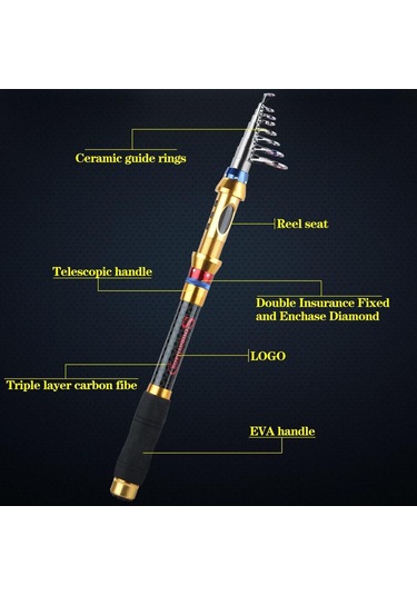 Taşınabilir Olta 1.8m-3.6m Seyahat Karbon Fiber Teleskopik Olta Deniz Direği Sopa Döküm Çubuk 1.8 M