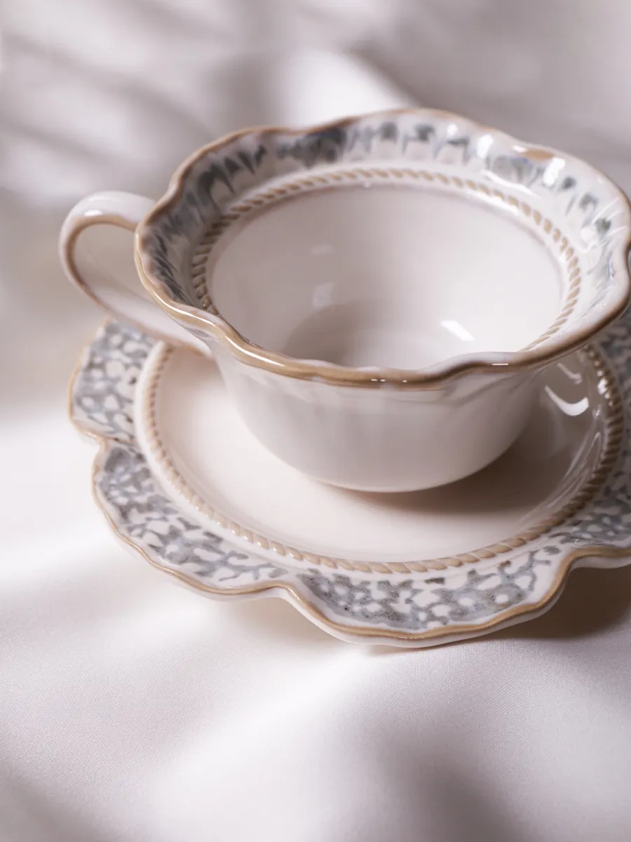 Aberu Shop Vintage Çay/kahve Takımı - Fincan Ve Kesesi Seti 220 Ml 356730483 Mavi Topaz