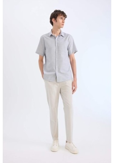 DeFacto %100 Pamuk Keten Görünümlü Yazlık Jogger Pantolon Dar Paça Beli Bağcıklı Lastikli Cepli Z6475AZ25SPGR94