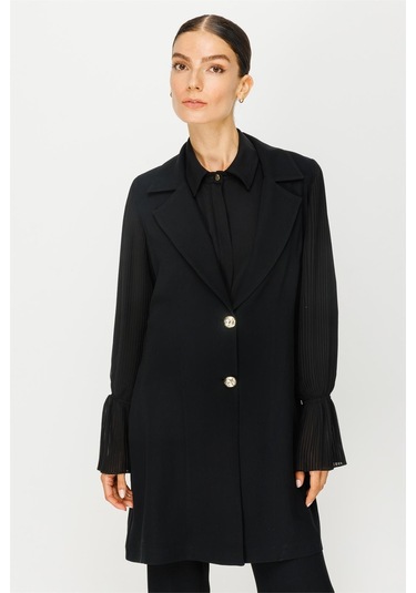 Kolu Pilise Detaylı Ceket Pantolon Takım Siyah-siyah Siyah